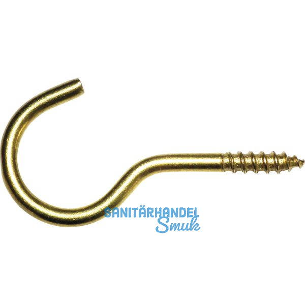 Schraubhaken mit Holzgewinde gebogen 2,3x20 Stahl vermessingt