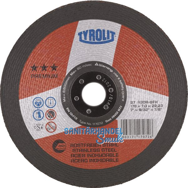 TYROLIT Schruppscheibe Premium*** Inox 125 x 7 mm Form 27
