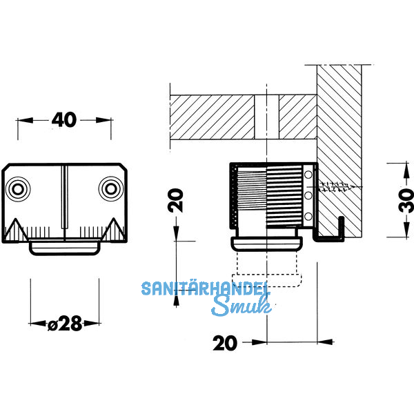 Hhenversteller zum Einschlagen 300, 28, Tragkr.100KG, FE blank/KS schwarz