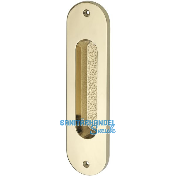 Schiebetrmuschel oval 38 x 152 mm, ungelocht, Messing poliert PVD