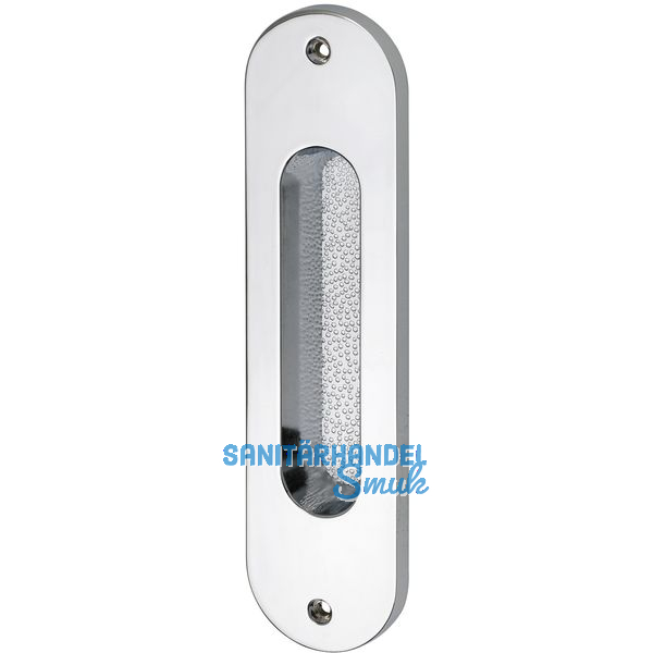 Schiebetrmuschel oval 38 x 152 mm, ungelocht, Messing verchromt