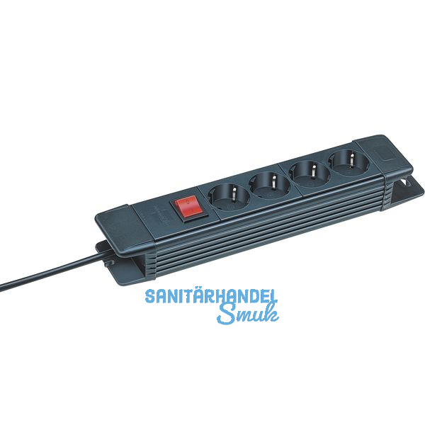 BRENNENSTUHL 4-fach Verteiler schwarz mit Schalter Lnge 320 mm