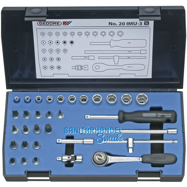 GEDORE Steckschlssel-Satz 1/4\" 20 IMU-3 mit Umschalknarre 32-teilig