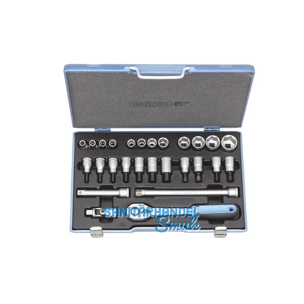 GEDORE Steckschlssel-Satz 19IMU-10 1/2\"vierkant mit Umschaltknarre 27-teilig