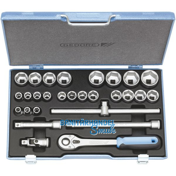 GEDORE Steckschlssel-Satz 19 VMU-10 1/2\"vierkant mit Umschaltknarre 28-teilig