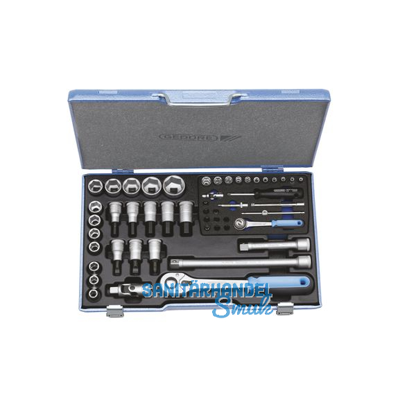 GEDORE Steckschlssel-Satz 19V20U-10 1/4\"+1/2\"vierkant mit Umschaltknarre 50-tlg
