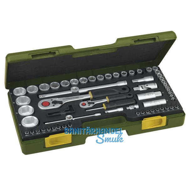 PROXXON Steckschlssel-Satz 1/4\"+1/2\"vierkant mit Umschaltknarre 65-teilig