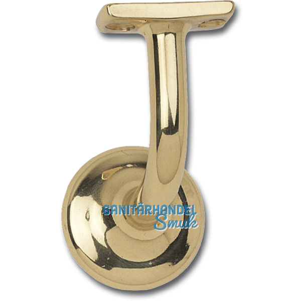 Stiegengriffsttze m. Winkel, Ros.  45 mm, Wandab. 60 mm, Messing poliert