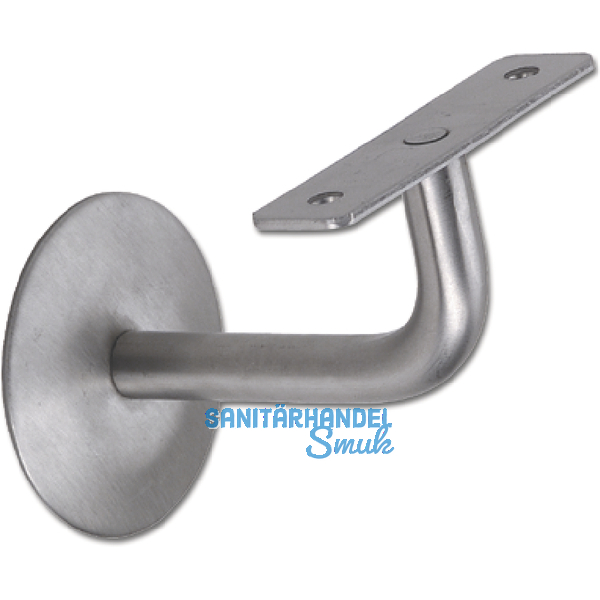 Stiegengriffsttze m. Winkel, Ros.  60 mm, Wandab. 76 mm, Edelstahl matt