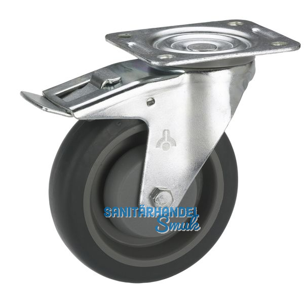Feststell-Transportgerte-Lenkrolle mit Kugellager 80 x 32 mm/Platte 105x85 mm