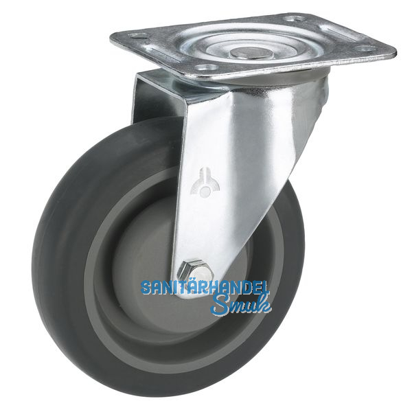 Transportgerte-Lenkrolle TPE-Laufflche Kugellager 100 x 32 mm/Platte 105x85mm