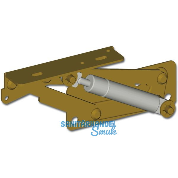 Truhenbankbeschlag mit Gasdruckfeder, Tragkraft 6KG, Stahl gelb chromatiert