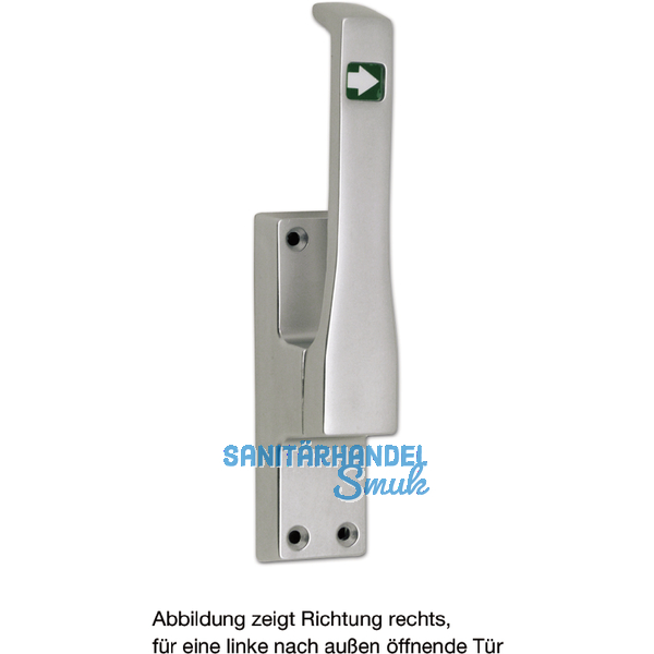 Trtreibriegel aufliegend Pfeil, eckig, rechts, Hub 23 mm, silber eloxiert