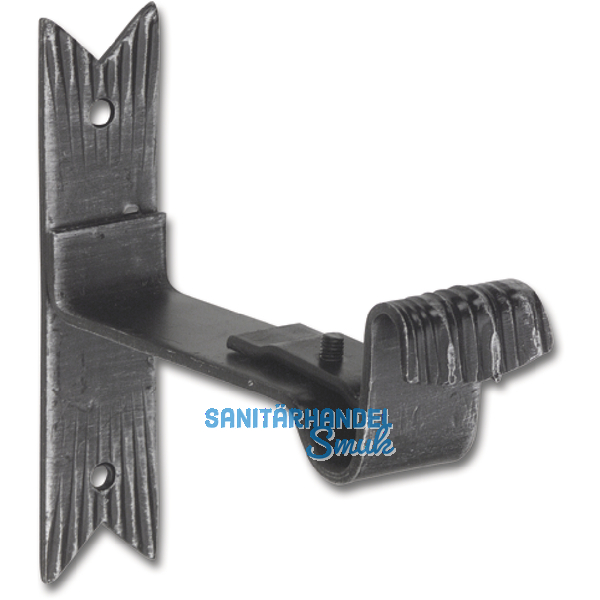 Wandhalter (Mitteltrger) Rustikal fr 2 Stangen, Schmiedeeisen schwarz