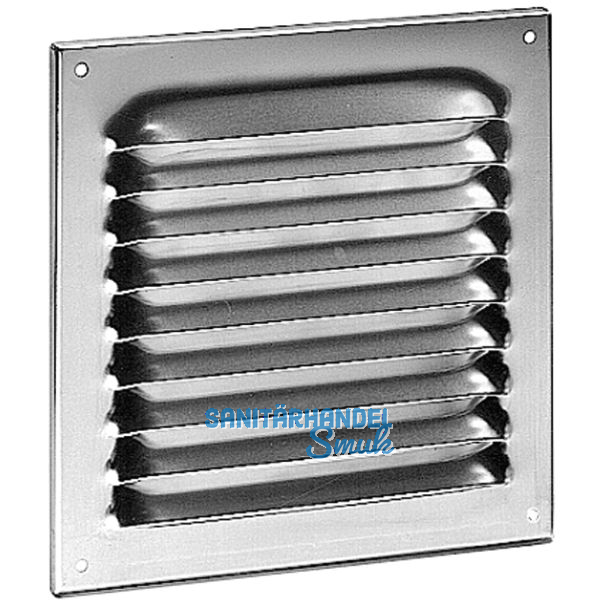 Wetterschutzgitter mit Fliegenschutz, 200 x 200 mm, Aluminium natur eloxiert