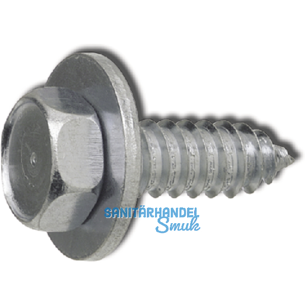 ISO10510-S1 5.5x19 verzinkt Kombi-Sechskantblechschraube (ISO1479) mit U-Scheibe