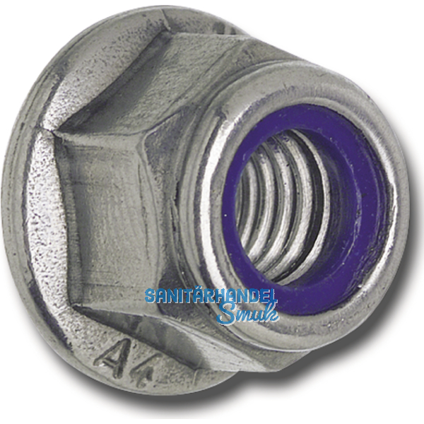 DIN6926 M 8 Edelstahl A2 Sechskant-Sperrzahnmutter m Flansch und Polyamideinlage
