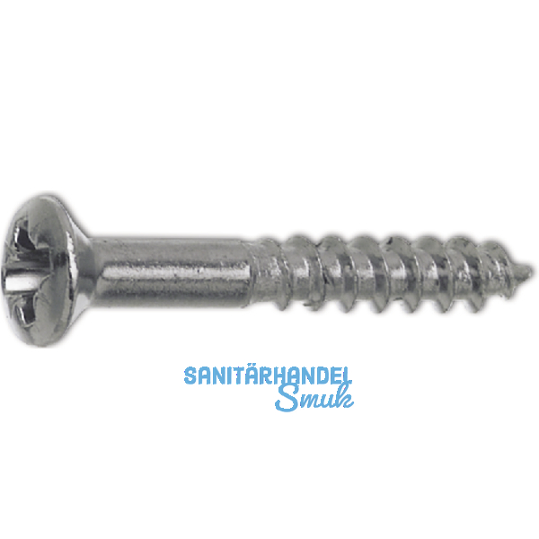 DIN7995 3.5 x 20 Pozidriv 2 Messing verchromt Holzschraube Linsensenkkopf