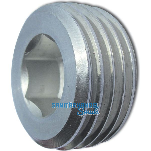 DIN 906 5.8 R3/8\" verzinkt Verschlussschraube kegeliges Rohrgewinde mit ISK