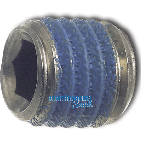 ISO4026 M 8x 6 Edelstahl A2 mit Tuflok-rundumbeschichtung (blau) (DIN 913)