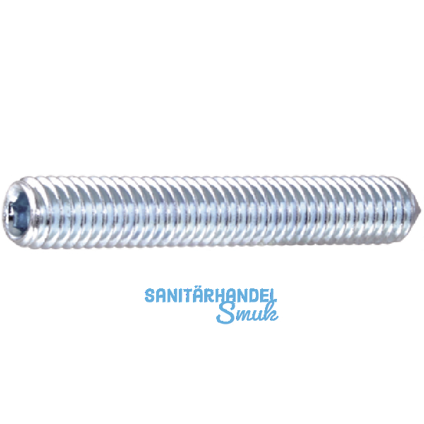 ISO4027 45H M10x 30 verzinkt Gewindestift mit Spitze Innensechskant (DIN 914)