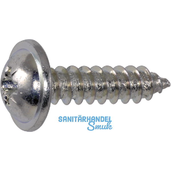 DIN 968C 3.5x 16 Phillips Kreuzschlitz verzinkt Blechschraube mit Bund