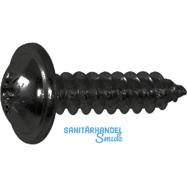 DIN 968C 4.2x 25 Phillips Kreuzschlitz verzinkt schwarz Blechschraube mit Bund