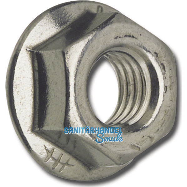 DIN6923 M 4 Edelstahl A2 Sechskant-Sperrzahnmutter mit Flansch