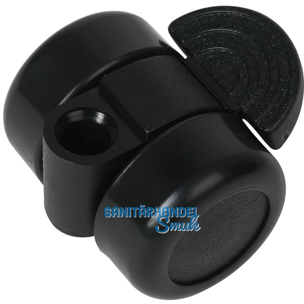 Doppelrolle Mini Laufflche hart/mit Bremse, Kunststoff schwarz