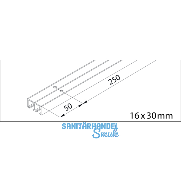EKU CLIPO 16 GPK/GPPK/GK/GS Doppellaufschiene, Aufschrauben, 2500, Alu elox.