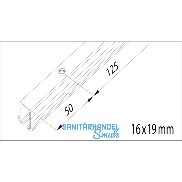 EKU CLIPO 16 H Einfach- Laufschiene gelocht, Lnge 2500, Aluminium