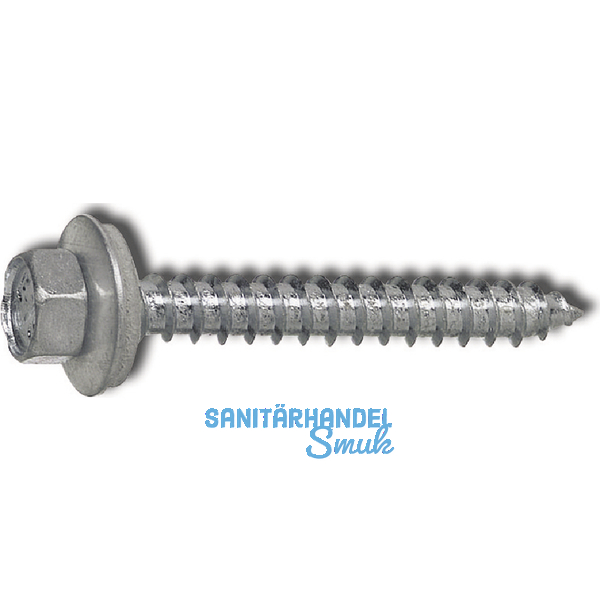 Fassadenbauschraube spitz 6.5x 19 verzinkt mit Neoprendichtscheibe  16 mm