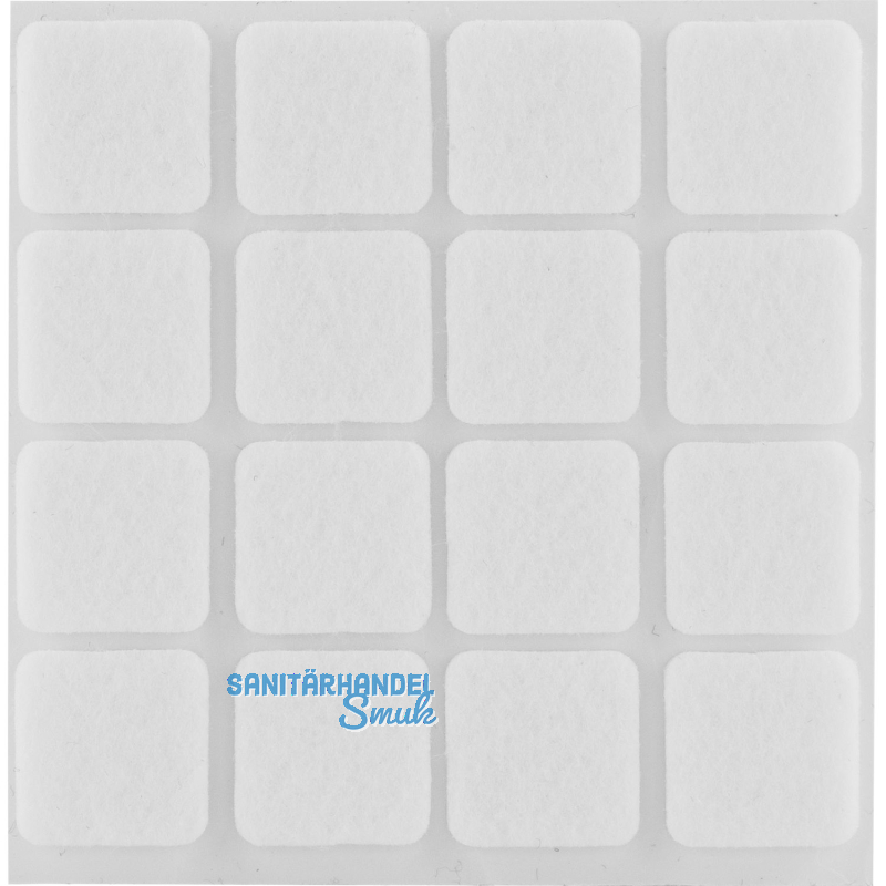Filzgleiter quadrat, 22x22,Materialstrke 3 mm, selbstklebend, wei, Inhalt 16