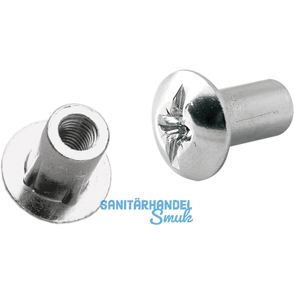 Hlsenmutter, M 6 mit Rille, H 11, Zink vernickelt