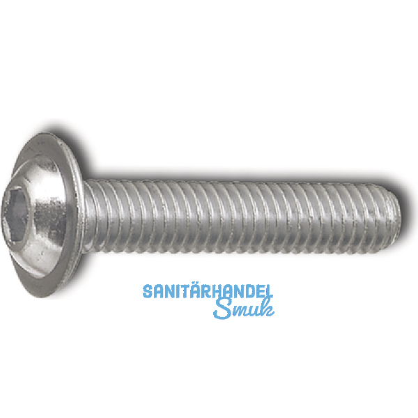 ISO7380-2 M 5x 16 Edelstahl A2 Linsenschraube mit Flansch und Innensechskant