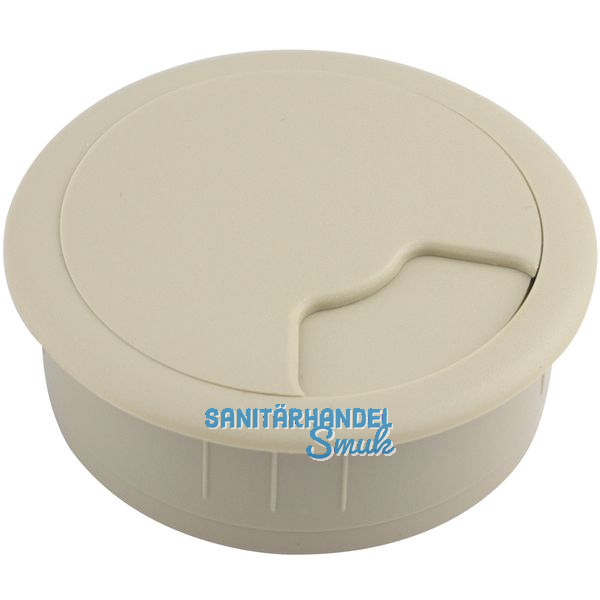 Kabeldurchgang rund, Einbau  80 mm, Kunststoff beige