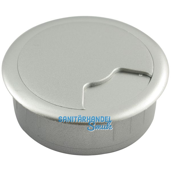 Kabeldurchgang rund, Einbau  80 mm, Kunststoff silber RAL 9006