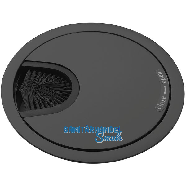 Kabeldurchgang rund, mit Staubschutzbrste, Zamak schwarz matt