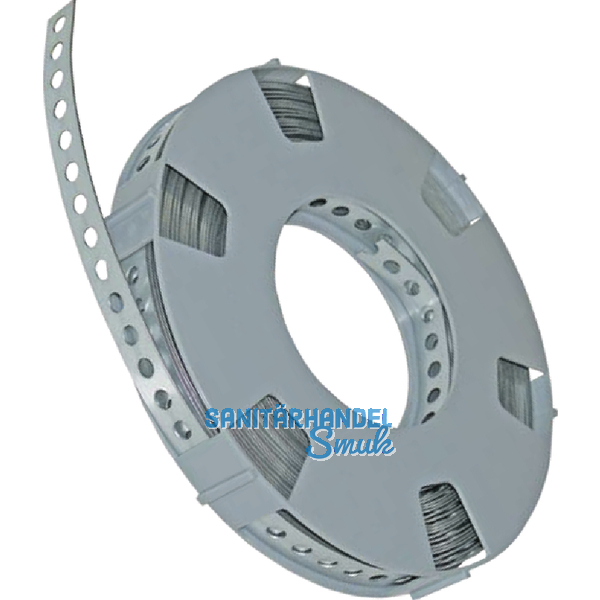 Lochband 17mm Edelstahl 10 Meter auf einer Rolle in Plastikbox