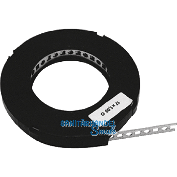 Lochband 25mm verzinkt 10 Meter auf einer Rolle in Plastikbox