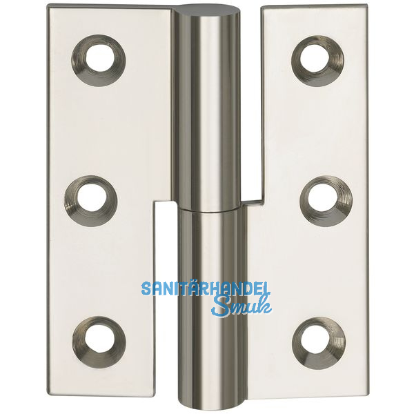 Mbelband gerade - ohne Zwischenring links, 50x40 mm, Messing vern. poliert