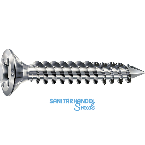 SPAX-FEX CUT Beschlagschraube 4.0x25 PH 2 Kopf 7 mm Stahl silber PVC-Holzprofile