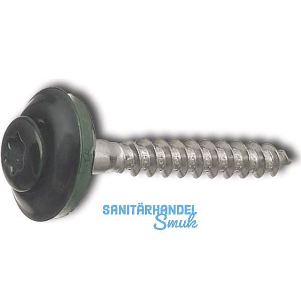 Spenglerschraube 4.5x 35 TX20 Edelstahl A2 Kopf beschichtet RAL6005 moosgrn