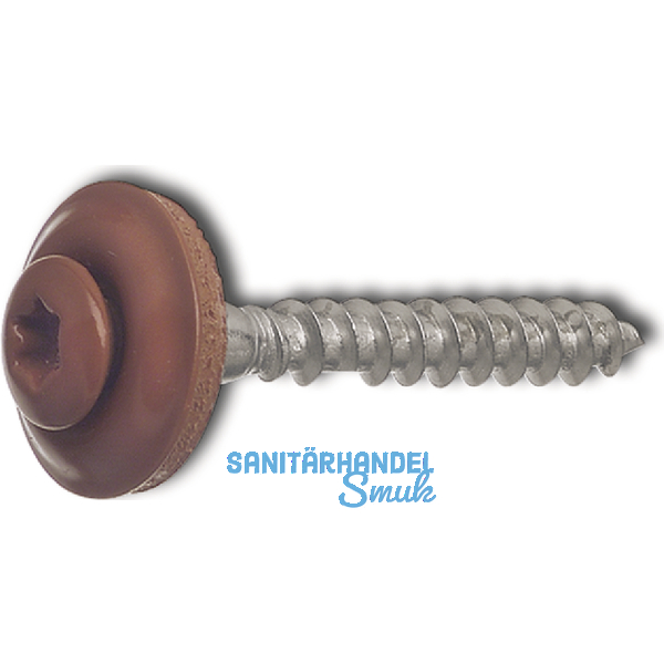 Spenglerschraube 4.5x 45 TX20 Edelstahl A2 Kopf beschichtet RAL8004 kupferbraun