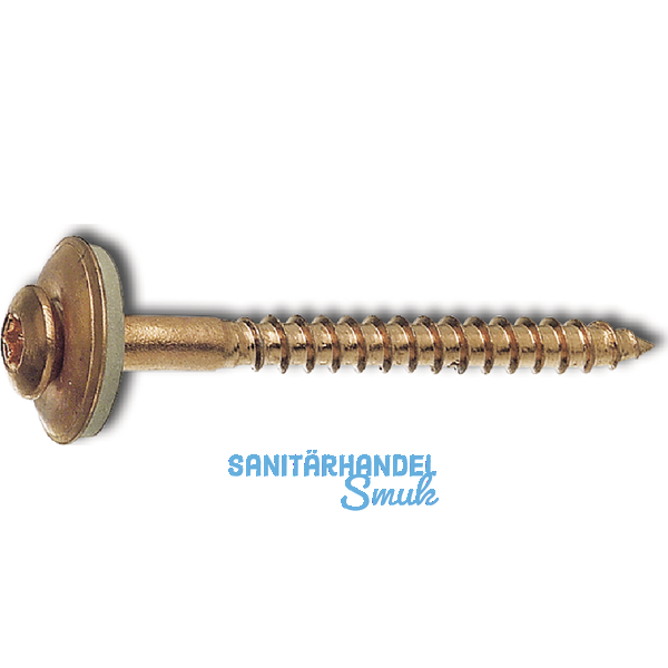 Spenglerschraube 4.5x 25 TX20 Edelstahl A2 verkupfert mit Dichtscheibe  15mm