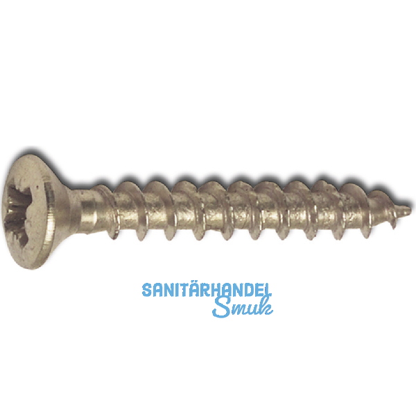 Spanplattenschraube Linsensenkkopf 3.0x 25 Vollgewinde Pozidriv 1 vermessingt