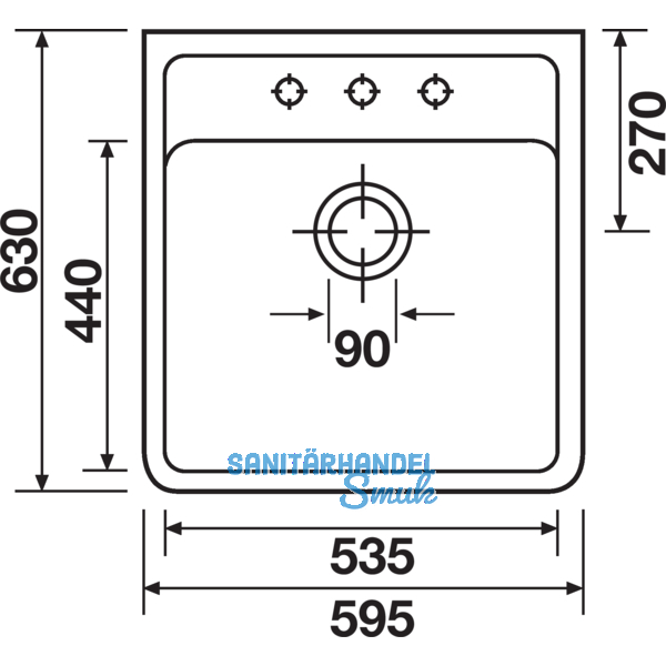 VILLEROY & BOCH Splstein, 595 x 630 x 220 mm, wei-alpin