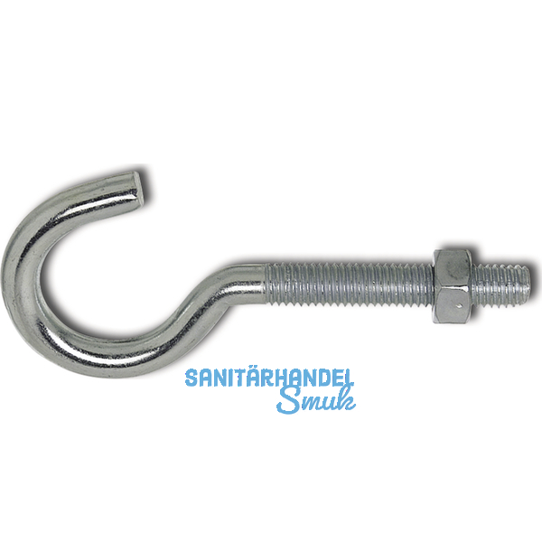 Wscheleinenhaken mit metrischem Gewinde M 8x90 verzinkt-blau mit Mutter