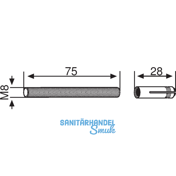 Gewindestift fr PT 30 Mundus, M 8 m. Dbel, Stahl verzinkt (03.134)