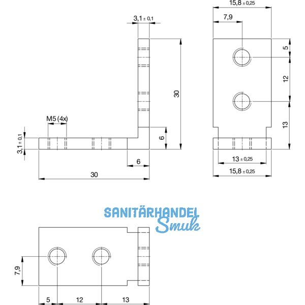 Eckverbinder Aluminium roh